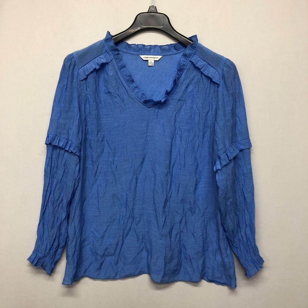 NWT Counterparts Women Long Sleeve Blouse Top Shirt Size XL X-Large Blue B238 21